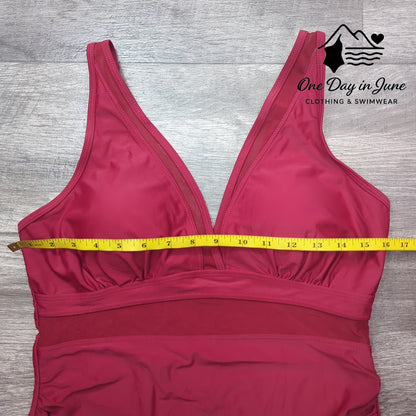 Charmleaks V Neck Mesh One Piece Swimsuit Size L
