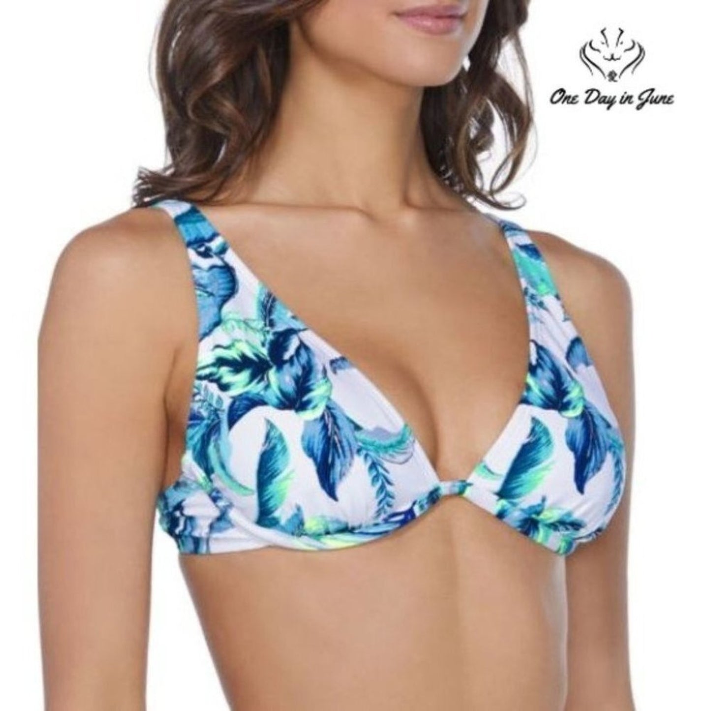 Ambrielle Floral Bra Underwire Bikini Top Size XL