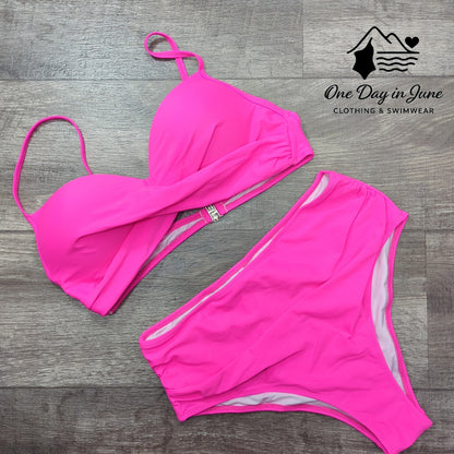 Charmleaks Cross Front High Cut Bikini Swimsuit Size L