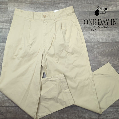 On 34th High Rise Pleated Straight Leg Ankle Chino Pants Khaki NWT Size 4