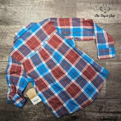 There Abouts Teal Plaid Button Down Shirt Size XS 6/7