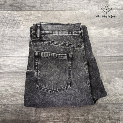 Ardene High Rise Mom Jeans Black Acid Wash Distressed Ripped NWT Size 13