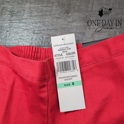 Alfred Dunner Classic Fit Pull On Pants Short Coral Red NWT Size 8