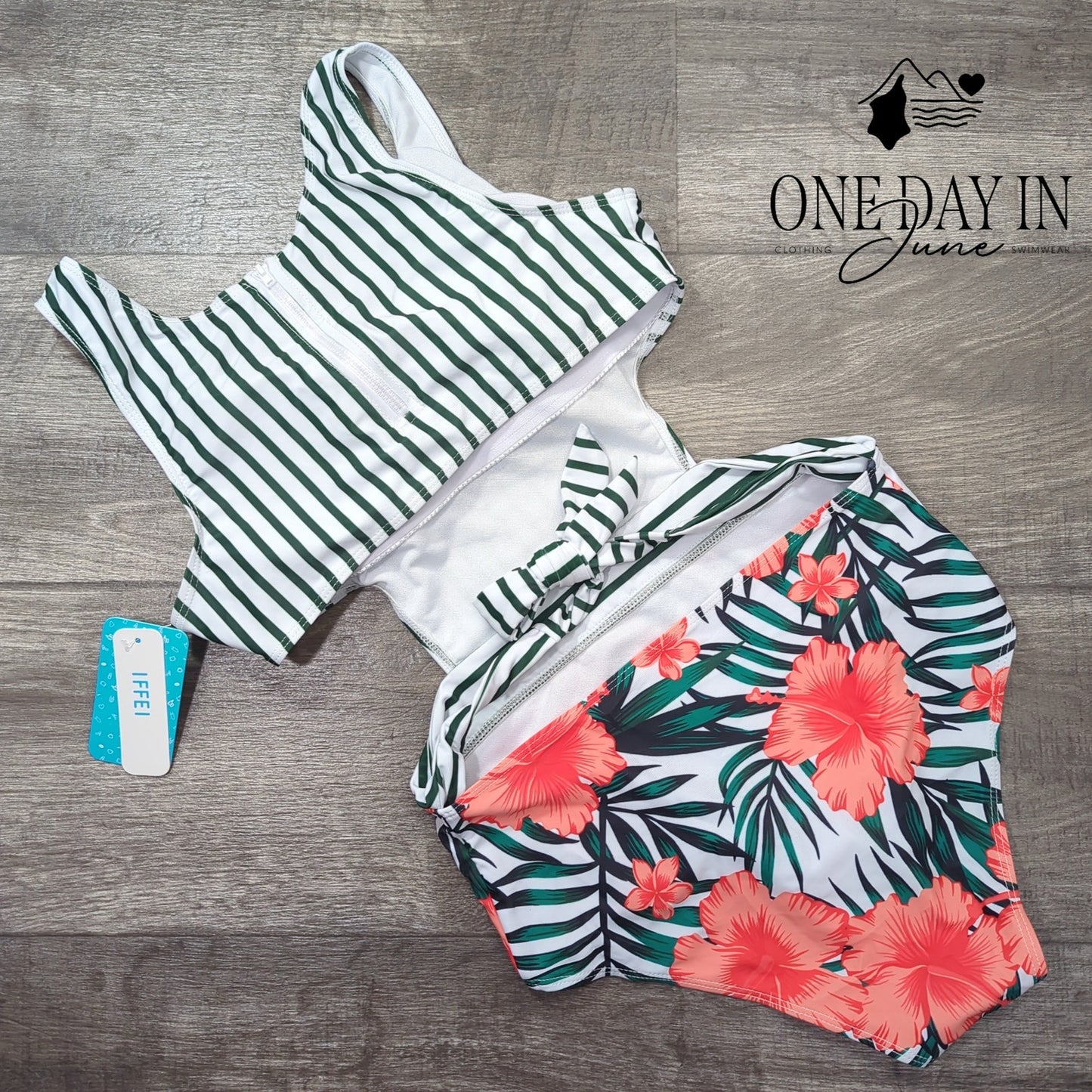 IFFEI Tropical Cut Out One Piece Swimsuit Size M