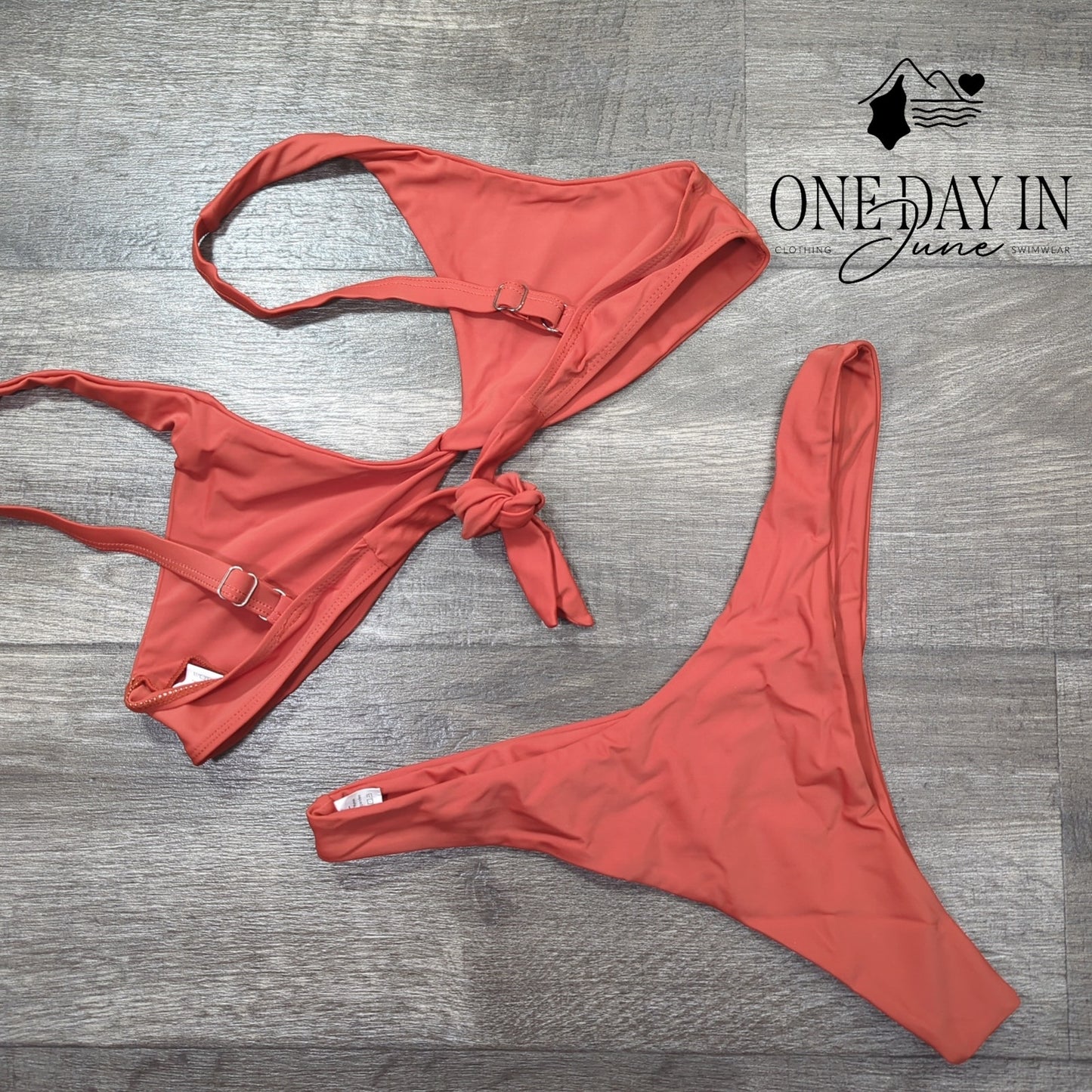 Aleumdr Twist Front Tie Back Cheeky Bikini Swimsuit Size XL