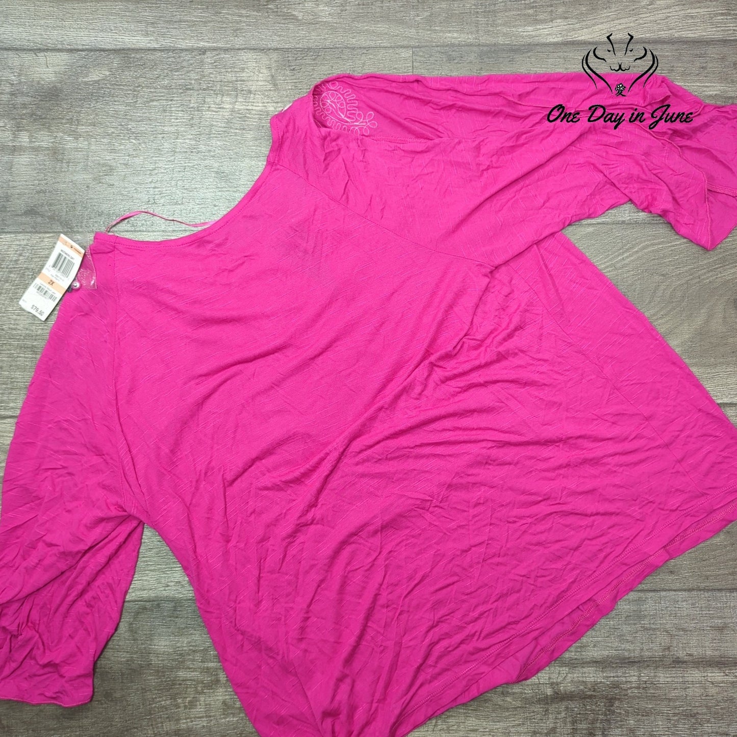 INC International Concepts Long Sleeve Sequin Accent Top Size 2X
