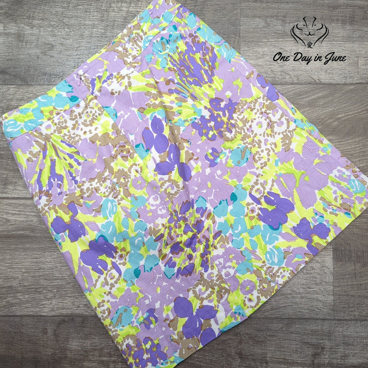 Talbots Floral Print Mini Skirt Purple Green Blue Lined Size 4