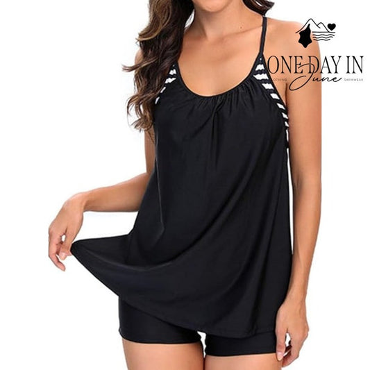Yonique Double Up Boyshort Tankini Swimsuit Size S