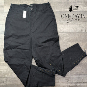 Banana Republic Lace Up Ankle Pants Black Long Slim Fit NWT Size 6 Long