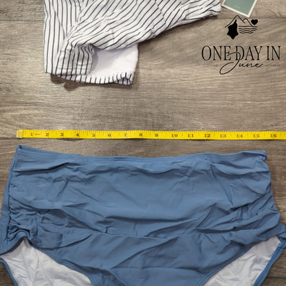 Eomenie Ruffle Shoulder Twist Back Bikini Swimsuit Size XL