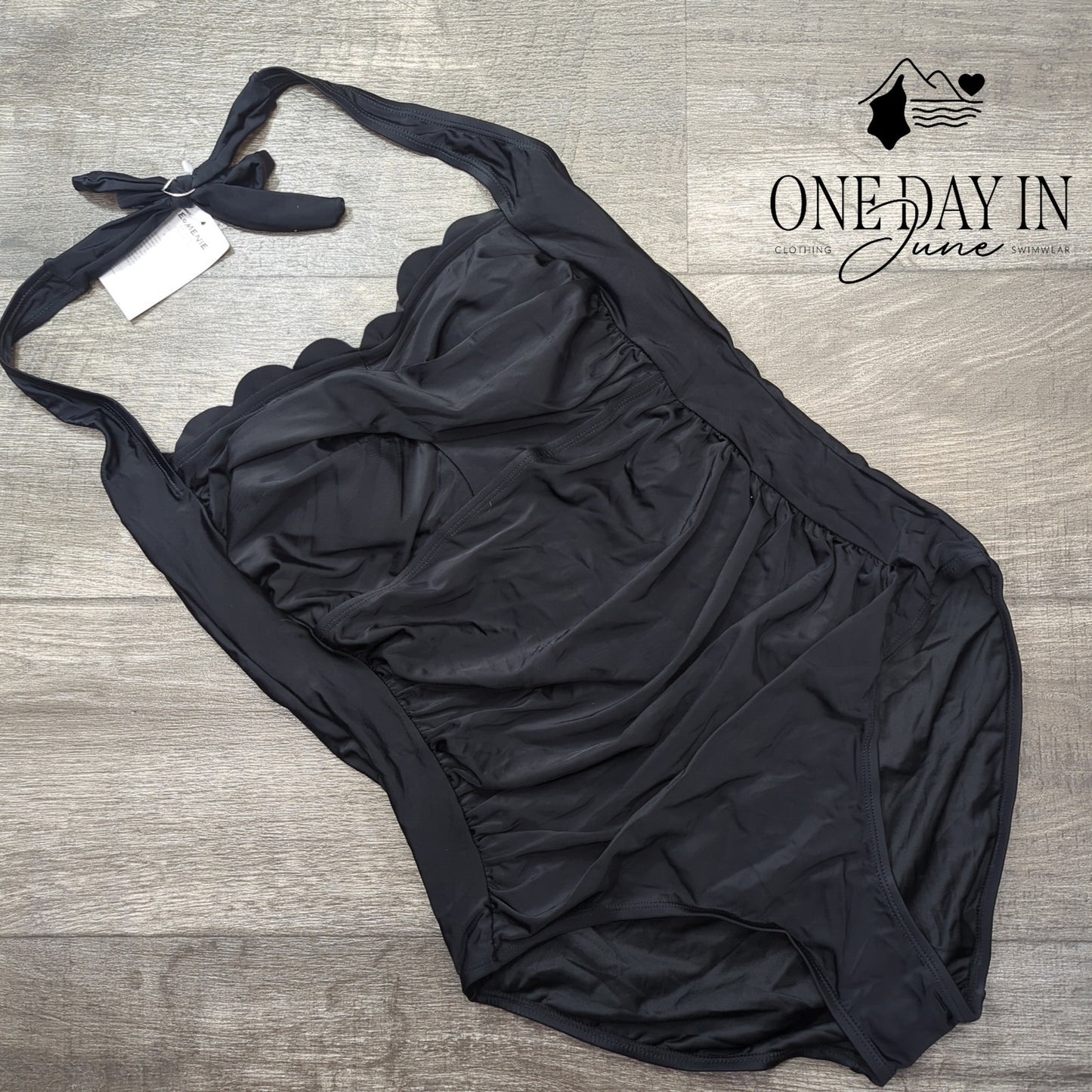 Eomenie Scallop Edge Tummy Control One Piece Swimsuiit Size XL