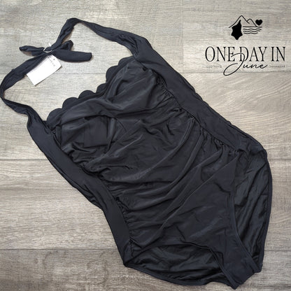 Eomenie Scallop Edge Tummy Control One Piece Swimsuiit Size XL