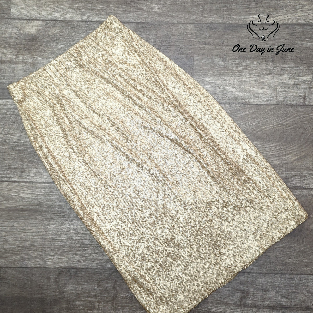 DR2 Daniel Rainn Gold Sequin Pull On Pencil Midi Skirt Lined Size S