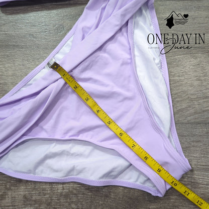 Yonique Halter Bikini Swimsuit Lavender Purple High Waist 2 Piece NWT Size L