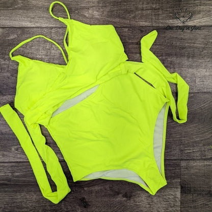 Holipick Wrap Cut Out One Piece Swimsuit Size XL