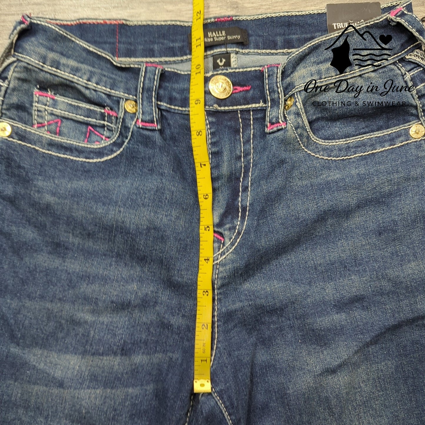 True Religion Halle High Rise Super Skinny Jeans Dark Boreal NWT Size 26 (2)