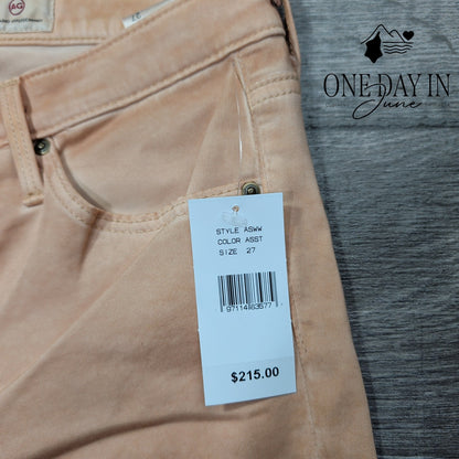 AG Adriano Goldschmied Prima Crop Cigarette Jeans Peach Pink NWT Size 4 (27)