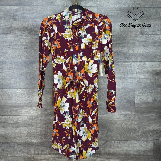 St. John's Bay Long Sleeve Button Front Tie Dress Size XS