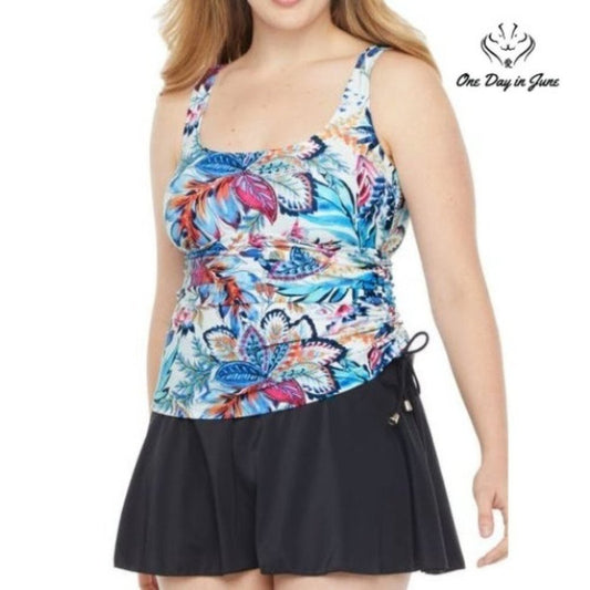 Azul by Maxine of Hollywood Floral Swim Dress Size 8