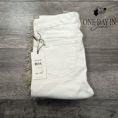 7 For All Mankind Jeans White Beaded Fringe Mid Rise Ankle Skinny NWT Size 2 (26