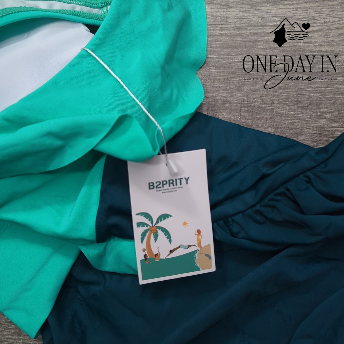 B2Prity Ruffle Cutout Tummy Control One Piece Swimsuit Teal NWT Size M