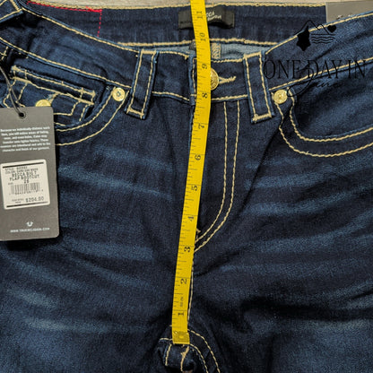 True Religion Becca Big T Flap Bootcut Jeans Dark Oak Wash NWT Size 6 (28)