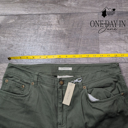 Jones New York Bootcut Jeans Green Stretch Mid Rise Wide Leg NWT Size 10