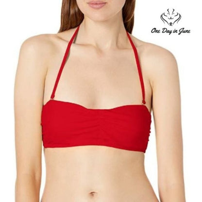 Cyn Luca Standard Ruched Front Bandeau Bikini Top Size L