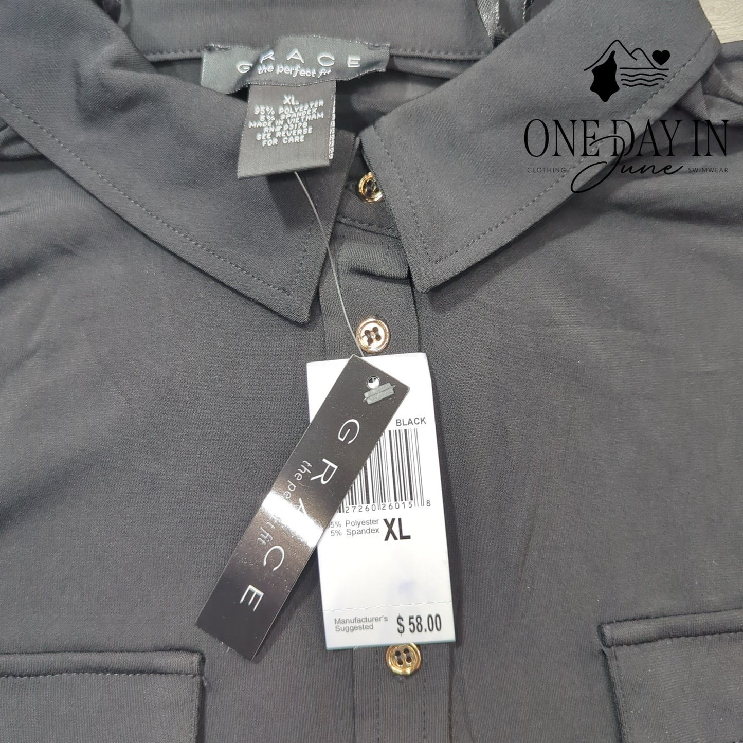 Grace Half Sleeve Button Front Blouse Size XL