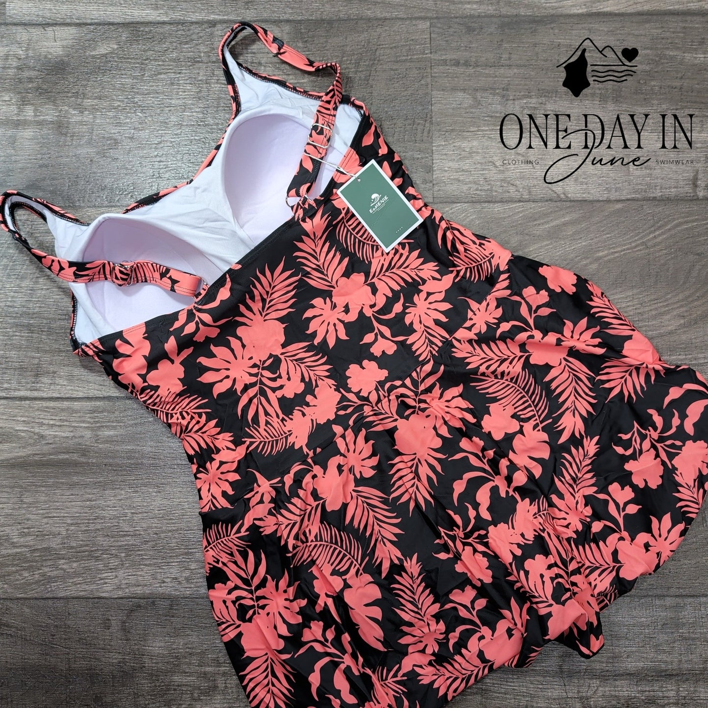 Eomenie Skirted Swimdress One Piece Swimsuit Size XL