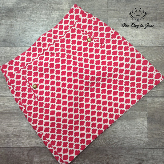 Loft Pink White Geometric Print Mini Skirt Gold Button Pockets Size 8