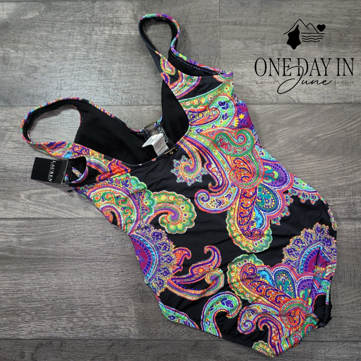 Ralph Lauren Paisley Ruched One Piece Swimsuit Multicolor NWT Size 6