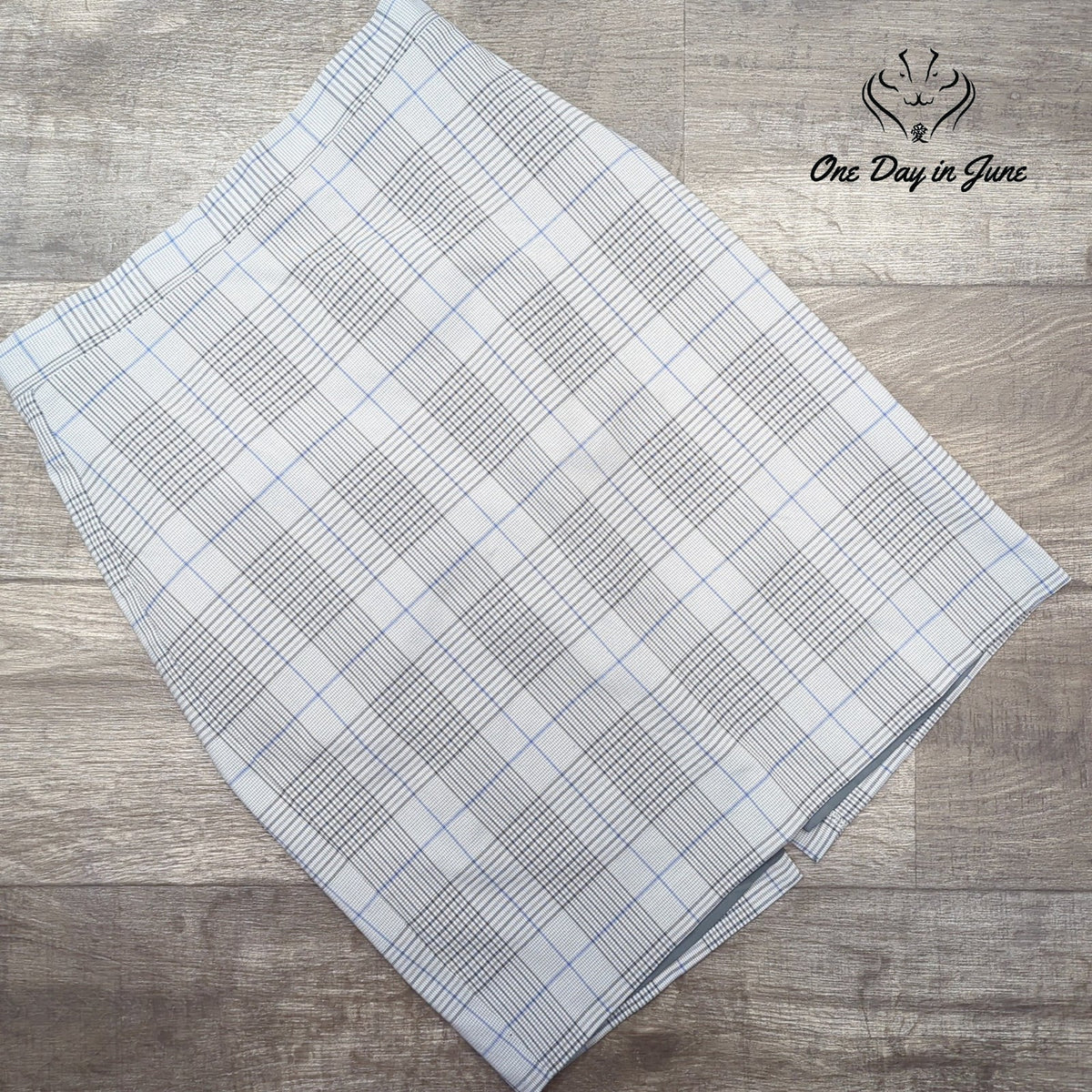 Banana Republic Comfort Waist Pencil Skirt Gray Blue Plaid Lined Size S