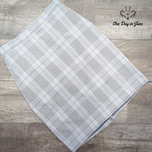 Banana Republic Comfort Waist Pencil Skirt Gray Blue Plaid Lined Size S