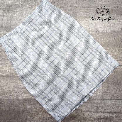 Banana Republic Comfort Waist Pencil Skirt Gray Blue Plaid Lined Size S