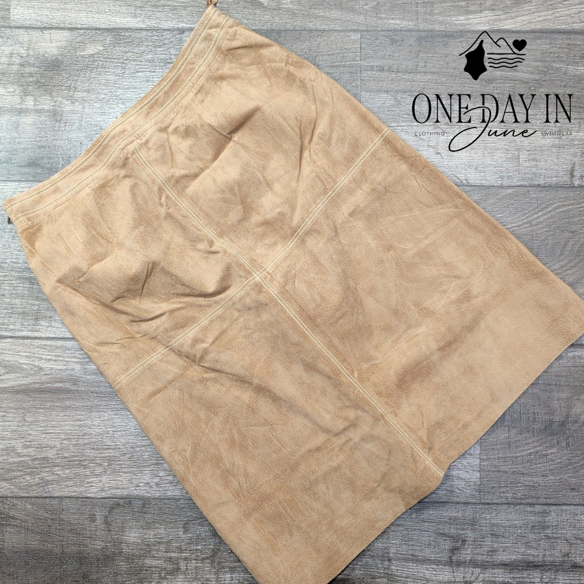 Loft Genuine Suede Leather Midi Skirt Tan Paneled Front Slit NWT Size 8