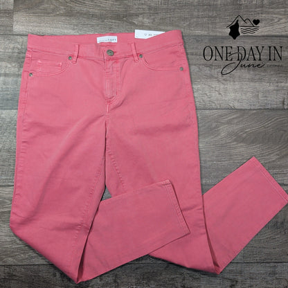 Loft Modern Skinny Jeans Pink Coral Stretch Denim NWT $69.50 Size 10