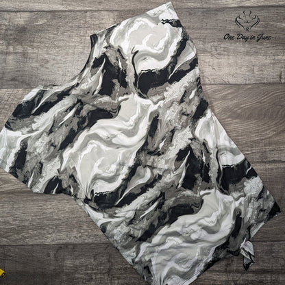 Jones New York Sport Abstract Print Knot Front Tee Shirt Gray Black Size S