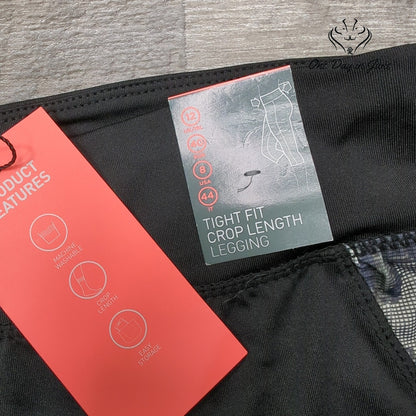 Atmosphere Tight Fit Crop Workout Leggings Black Camo Mesh NWT Size 8