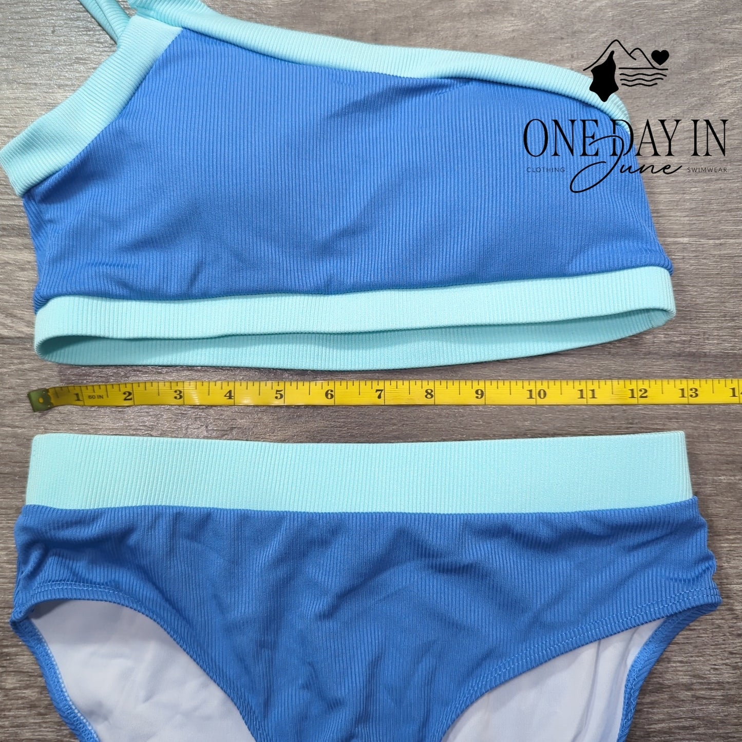 Aleumdr One Shoulder Ribbed Bikini Swimsuit Size S