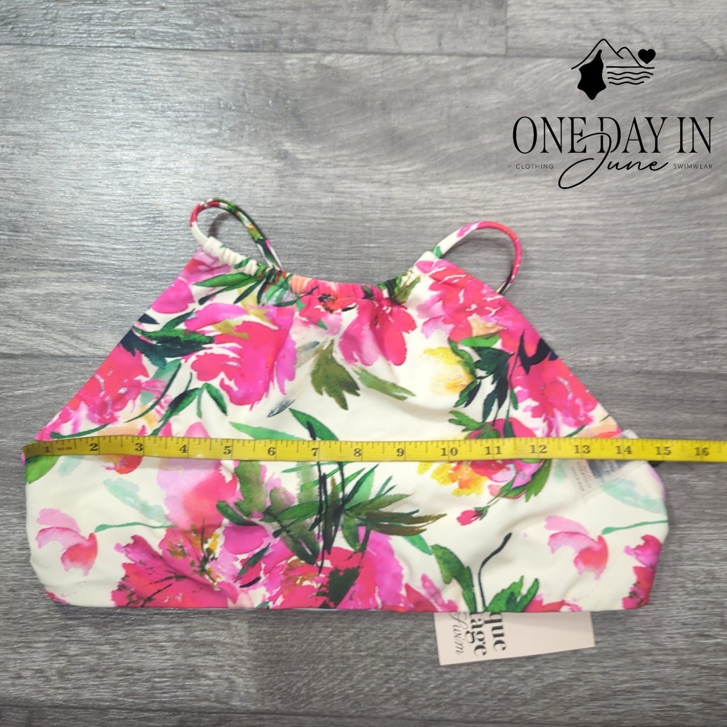 Unique Vintage Summer Flower Cropped Bikini Top Size M