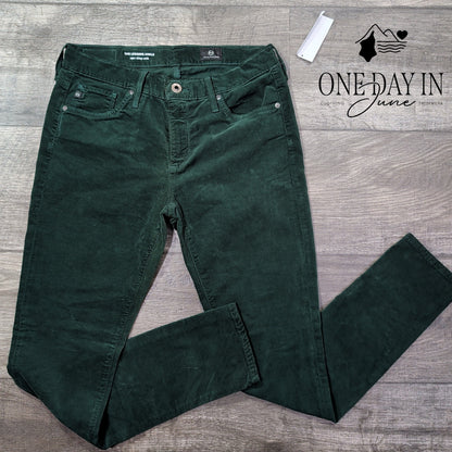 AG Adriano Goldschmied The Legging Ankle Velveteen Jeans Green NWT Size 4 (27)