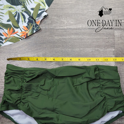 Charmo Tropical High Waist Flounce Bikini Swimsuit Size M