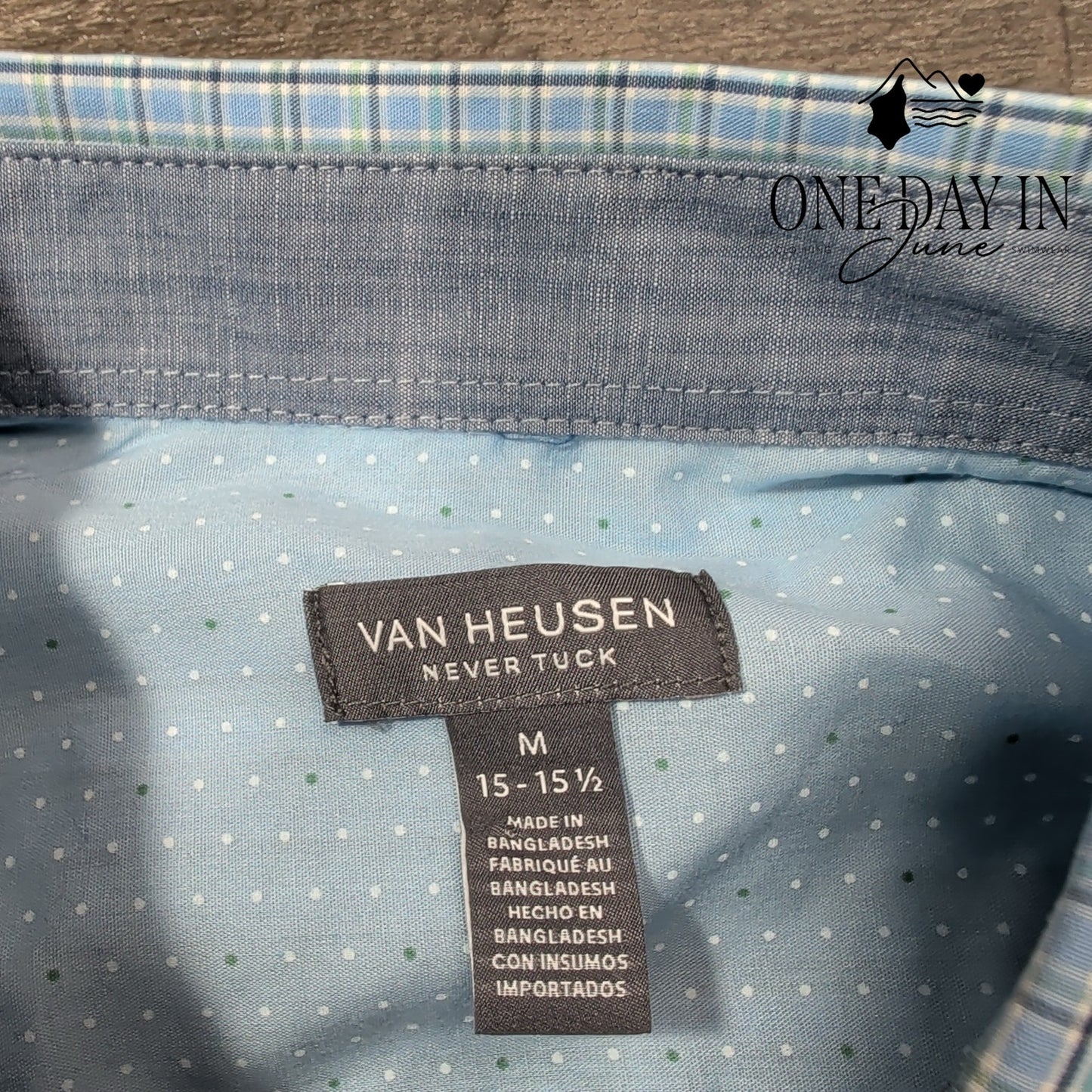 Van Huesen Never Tuck Short Sleeve Slim Fit Button Down Shirt Size M