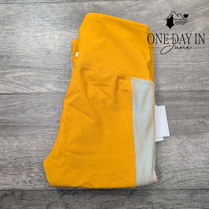 Nylora High Rise Colorblock Yoga Leggings Tangerine Blue NWT Size M