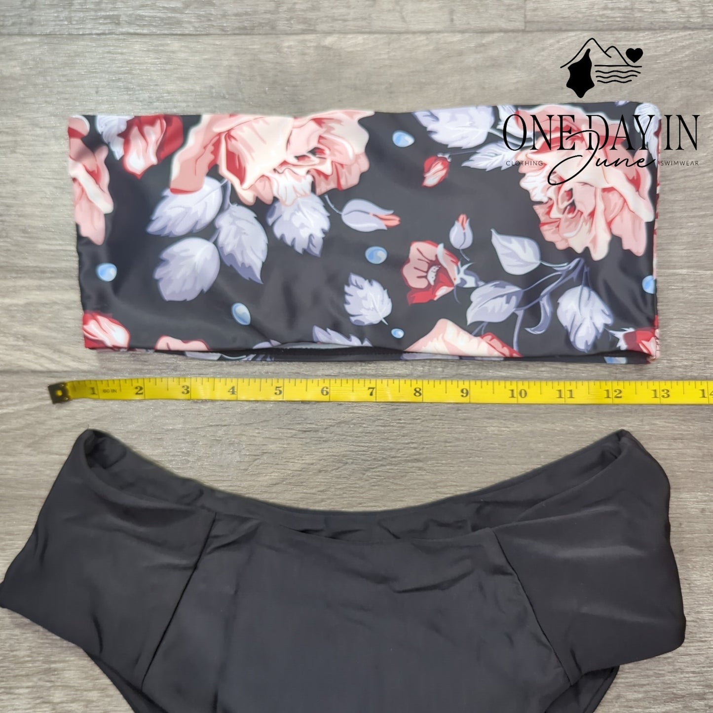 Zaful Bandeau Floral High Cut Bikini Swimsuit Size M