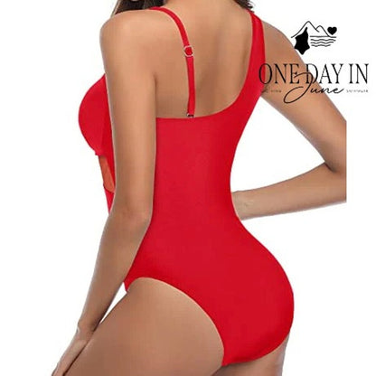 Tempt Me One Shoulder Mesh Cutout One Piece Swimsuit Size XL
