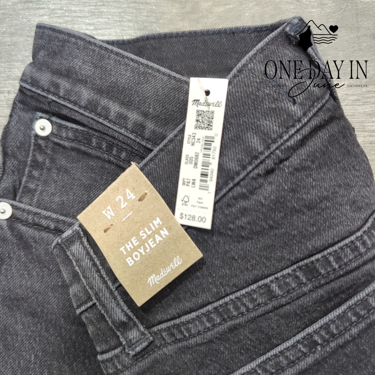 Madewell The Slim Boyjean Black Gray Slim Boyfriend Jeans NWT Size 24 (0)