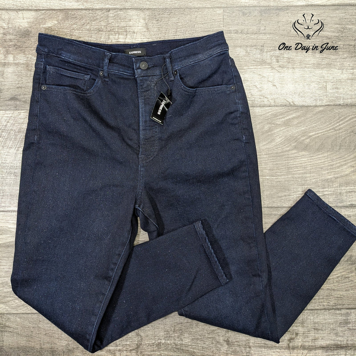 Express High Rise Skinny Jeans Dark Indigo Blue Stretch NWT Size 12/S