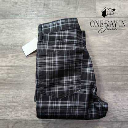 AG Adriano Goldschmied Jodi High Rise Crop Flare Jeans Plaid NWT Size 2 (26)